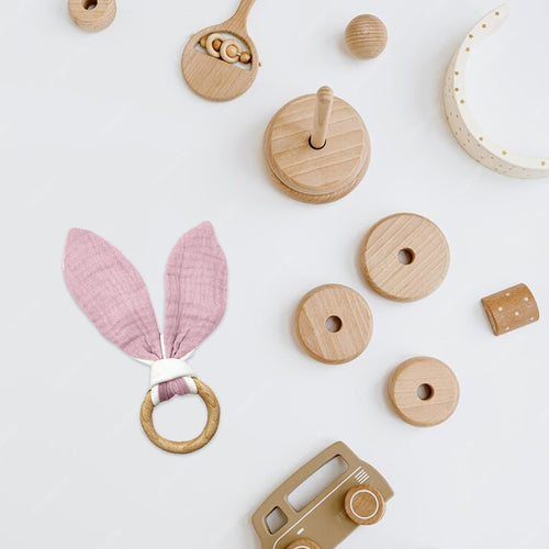 Organic Cotton Teething Ring – Rose