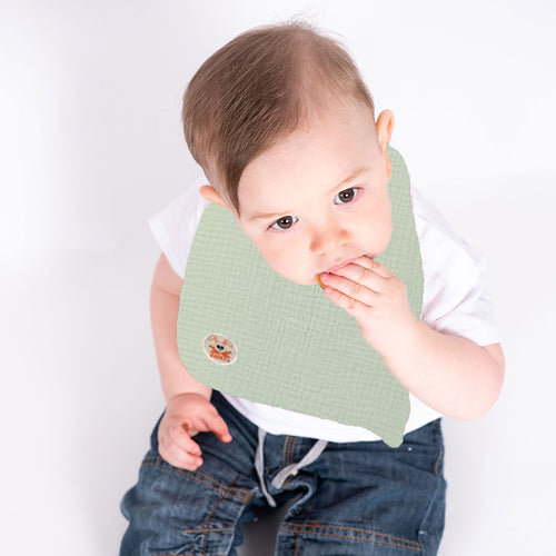 Organic Cotton Baby Bib – Sage Green